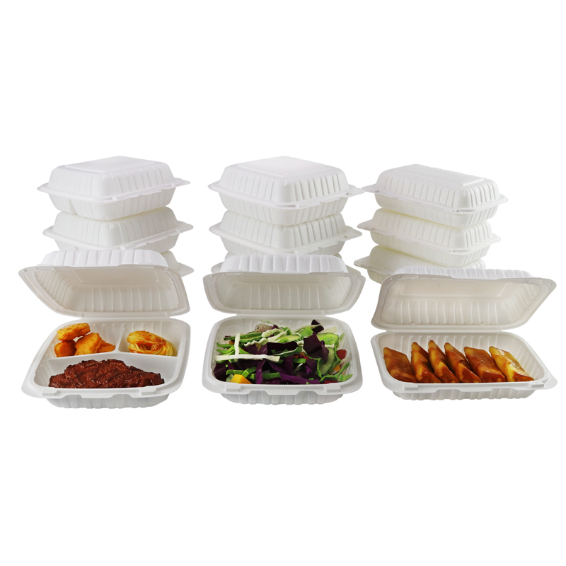 White Microwaveable MFPP Hinged Containers