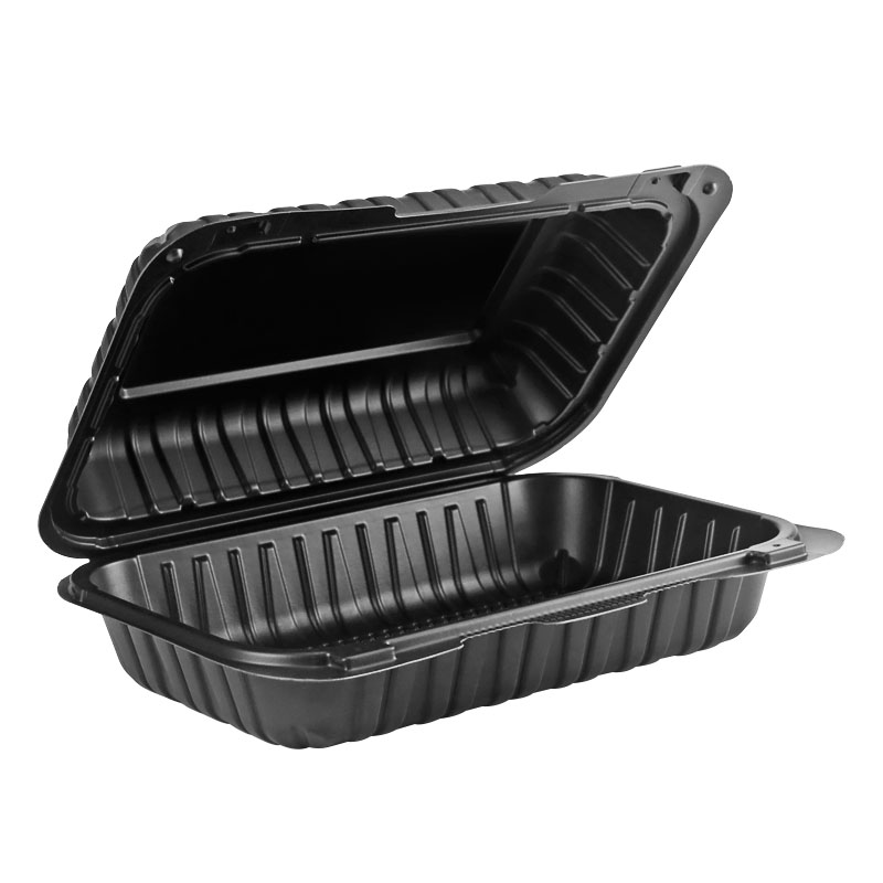 27oz.Mineral Filled PP Black Hinge Container 9x6x3inches-150/case 963-1C