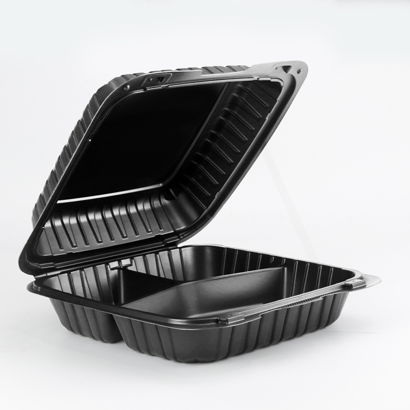 31oz.Mineral Filled PP Black Hinge Container 8x8x2.8inches-150/case 883-3P