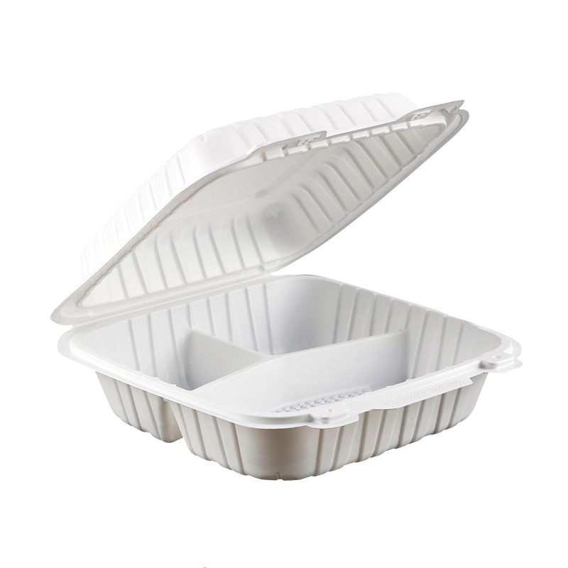 31oz.Mineral Filled PP White Hinge Container 8x8x2.8inches-150/case 883-3P