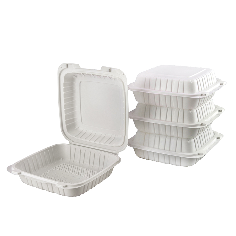 34oz.Mineral Filled PP White Hinge Container 7.5x7.5x2.6inches-150/case 753-1