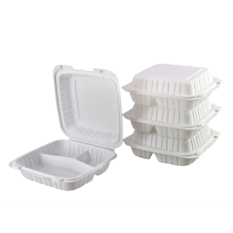 20oz.Mineral Filled PP White Hinge Container 7.5x7.5x2.6inches-150/case 753-3