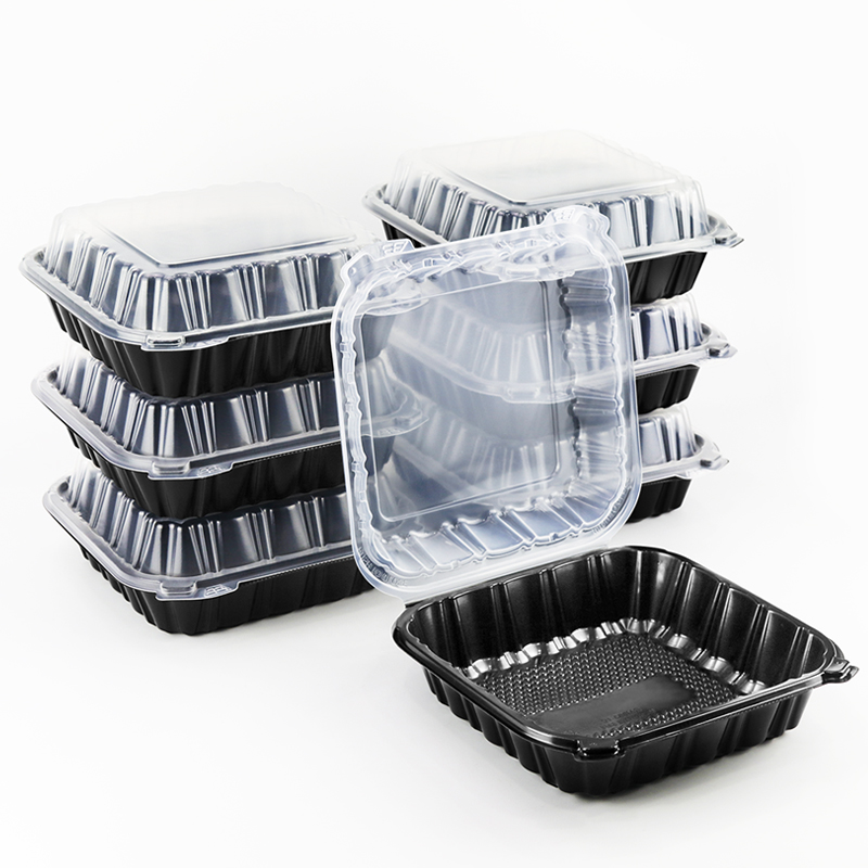 41oz.Dual Color Hinged Lid Plastic Container 8x8.3x3inches-100/case PLM883-1C