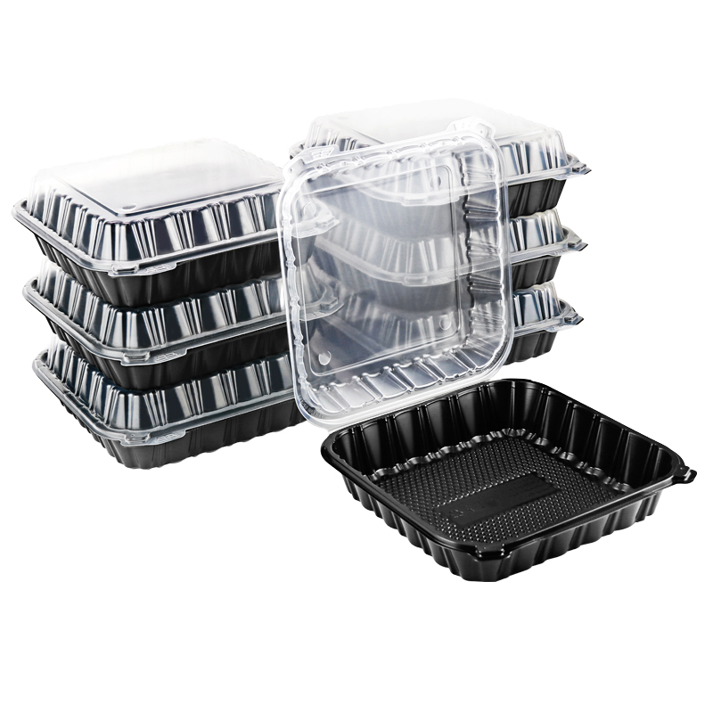 59oz.Dual Color Hinged Lid Plastic Container 9.2x9.5x3inches-100/case PLM993-1P