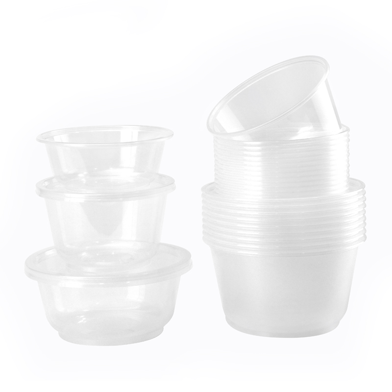 12/16/24/30 oz. Clear White Plastic Round Food Container