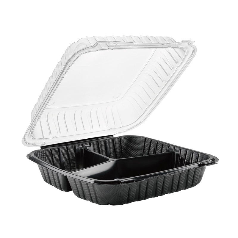 38oz.Dual Color Hinged Lid Plastic Container 9x9x2.8inches 993-3C