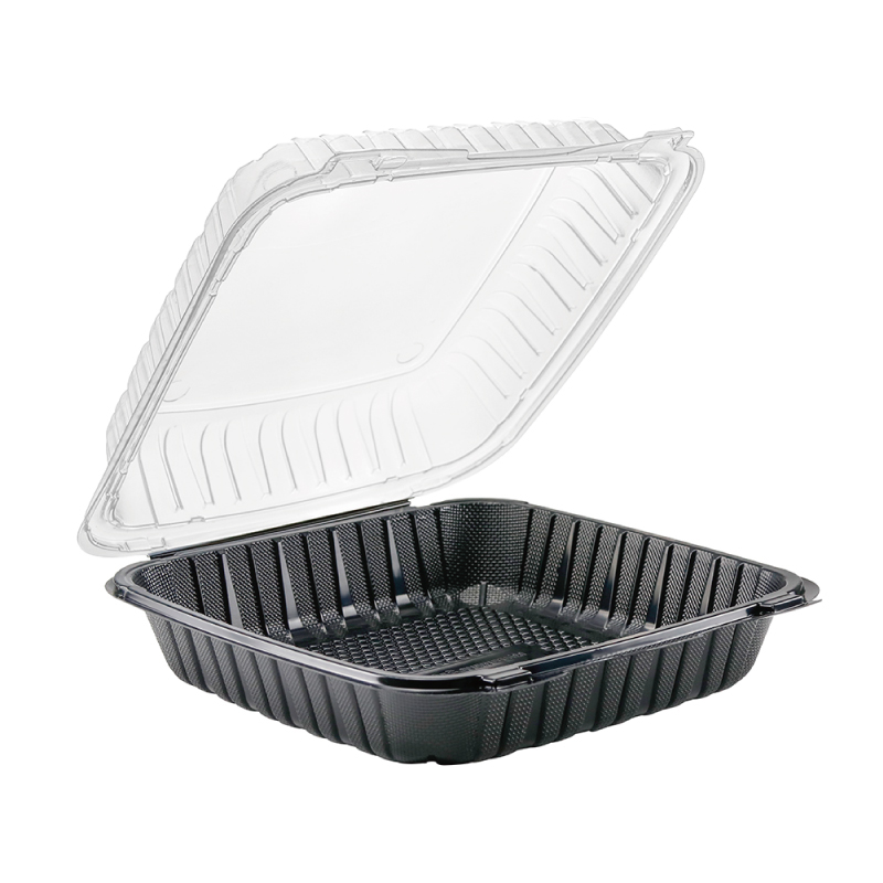 50oz.Dual Color Hinged Lid Plastic Container 9x9x2.8inches 993-1C