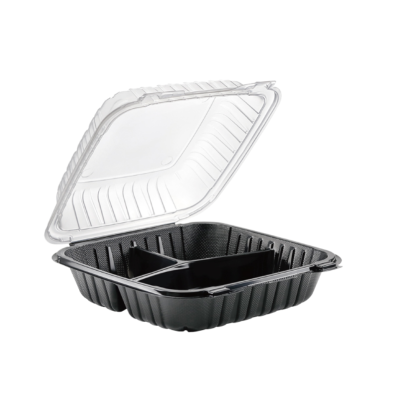 31oz.Dual Color Hinged Lid Plastic Container 8x8x2.8inches 883-3C