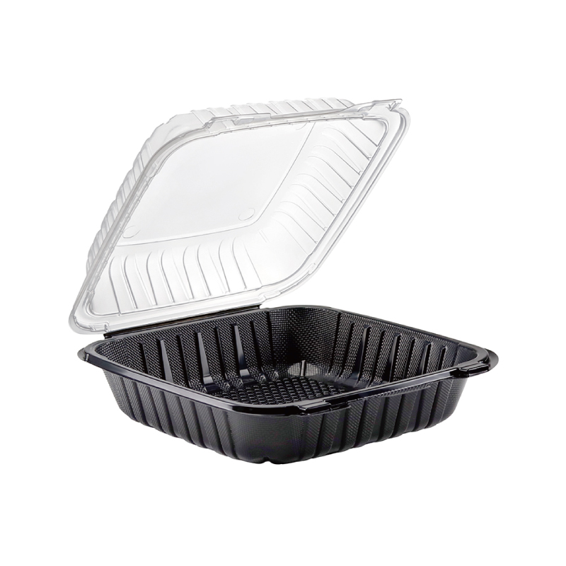 39oz.Dual Color Hinged Lid Plastic Container 8x8x2.8inches 883-1C