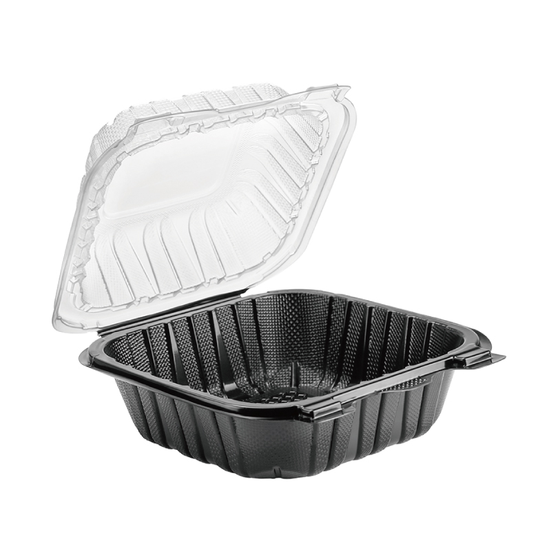 18oz.Dual Color Hinged Lid Plastic Container6x6x3inches663-1C