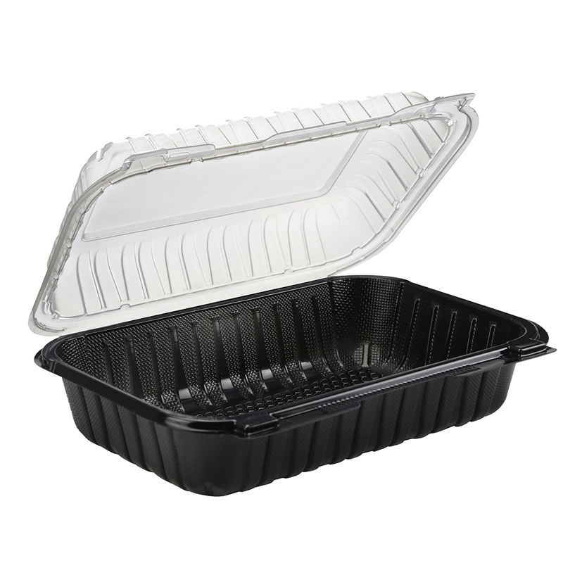 30oz.Dual Color Hinged Lid Plastic Container 9x6x2.75inche 205