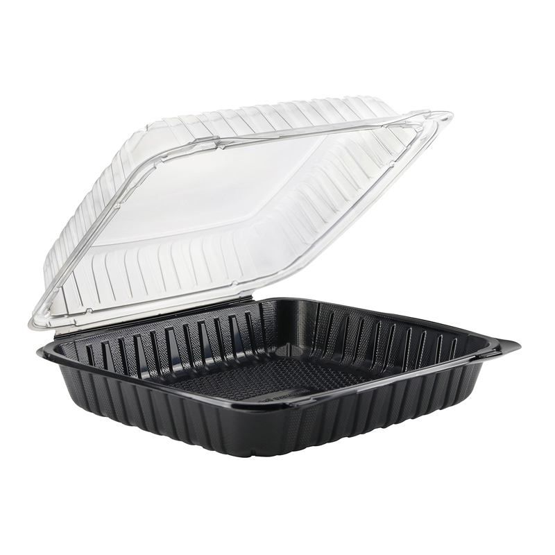 62oz.Dual Color Hinged Lid Plastic Container 10.5x9.5x2.8inches 109-1