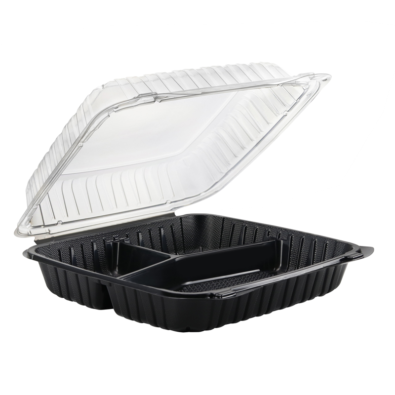 37oz.Dual Color Hinged Lid Plastic Container 10.5x9.5x2.8inches 109-3